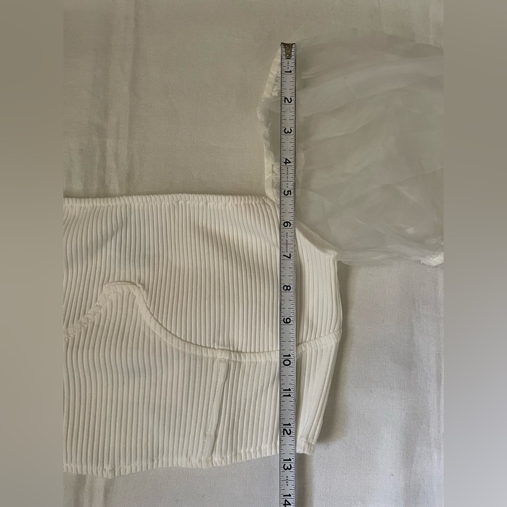Sabo white short puff sleeve corset cropped top - Picture 12 of 12